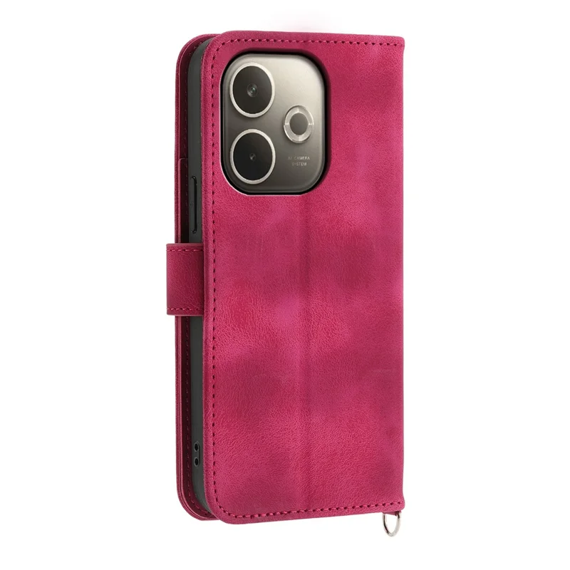 Capa para Oppo A5 Pro 5G com Padrão Floral, Carteira de Couro PU com Alça - Vermelho Vinho
