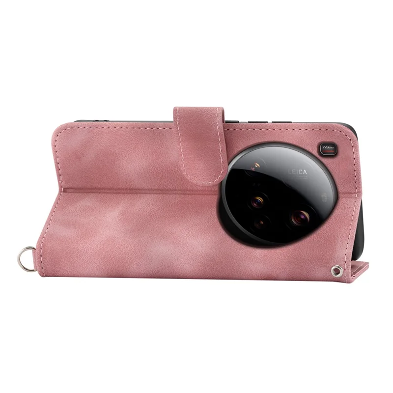 For Xiaomi 15 Ultra Case Flower Pattern PU Leather Wallet Phone Cover with Strap - Pink