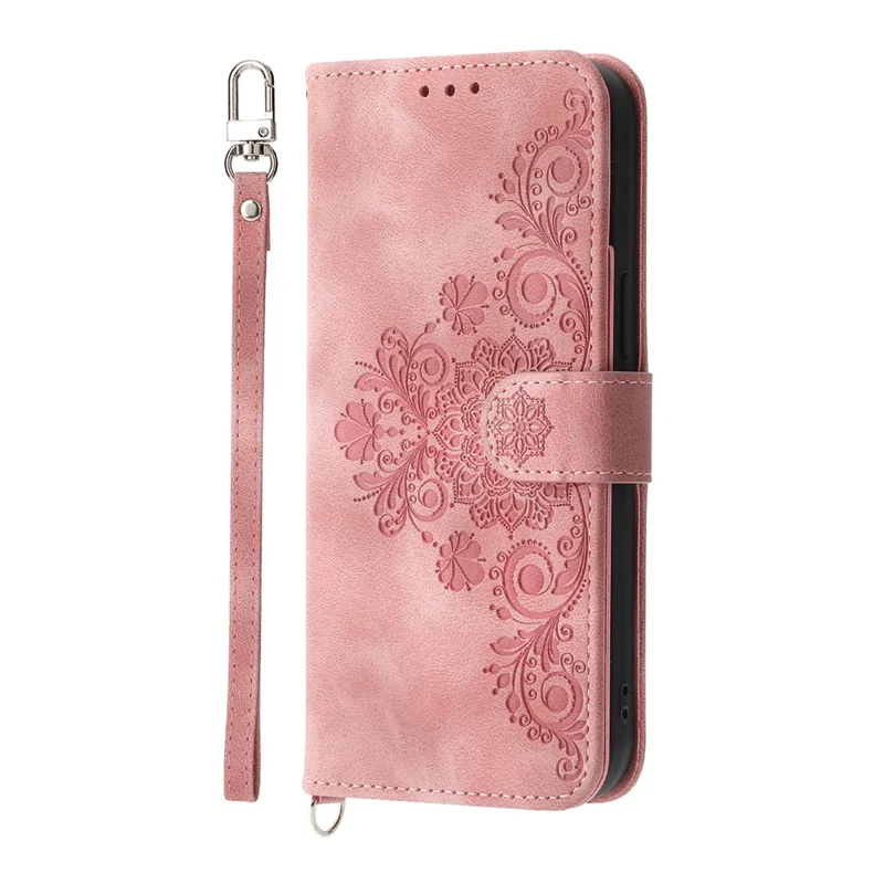 For Xiaomi 15 Ultra Case Flower Pattern PU Leather Wallet Phone Cover with Strap - Pink