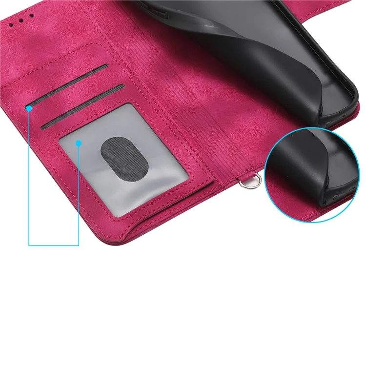 Pour vivo Y04 4G / Y29s 5G Étui Motif floral Portefeuille en cuir PU avec Sangle - Vin rouge