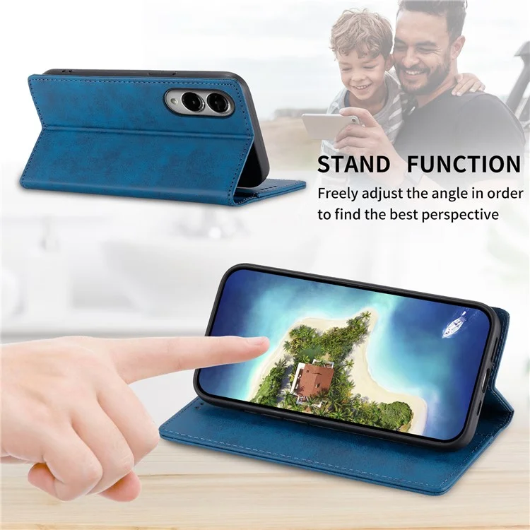 Pour Samsung Galaxy S25 Edge Étui Portefeuille avec Blocage RFID en Cuir PU - Bleu