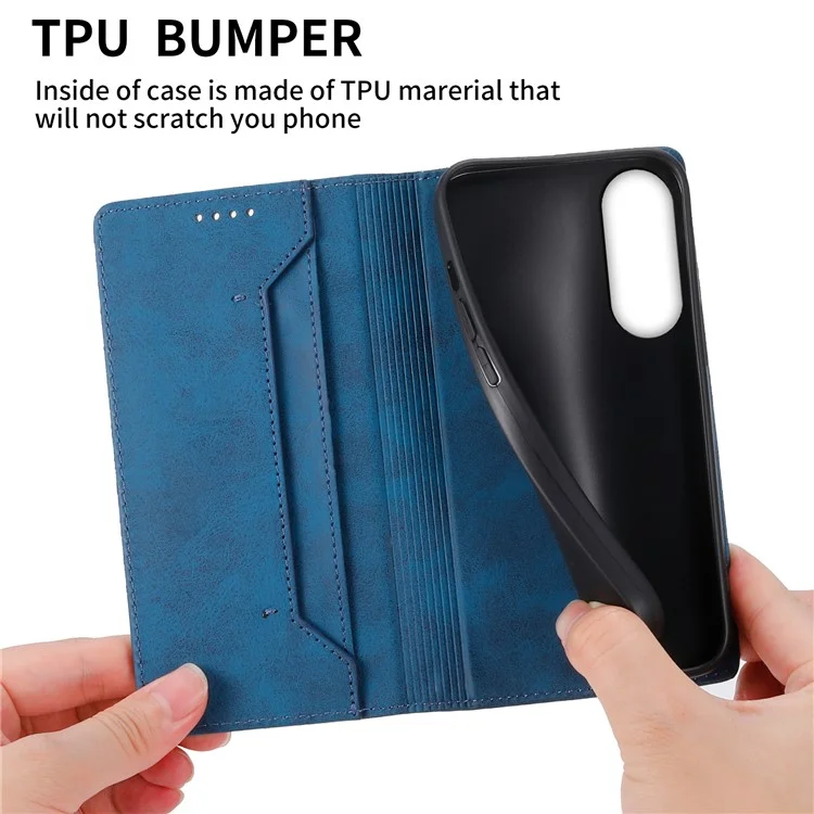 Pour Samsung Galaxy S25 Edge Étui Portefeuille avec Blocage RFID en Cuir PU - Bleu