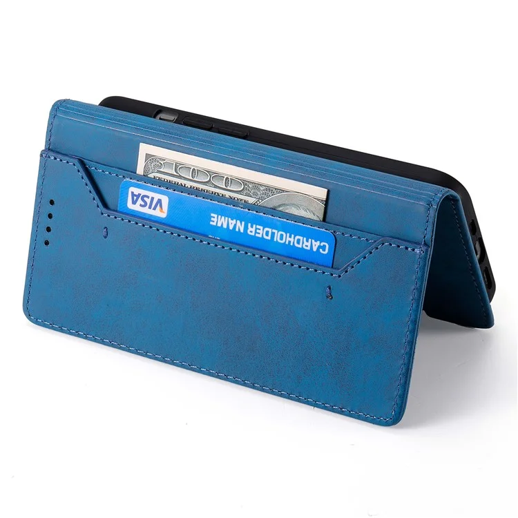 Pour Samsung Galaxy S25 Edge Étui Portefeuille avec Blocage RFID en Cuir PU - Bleu