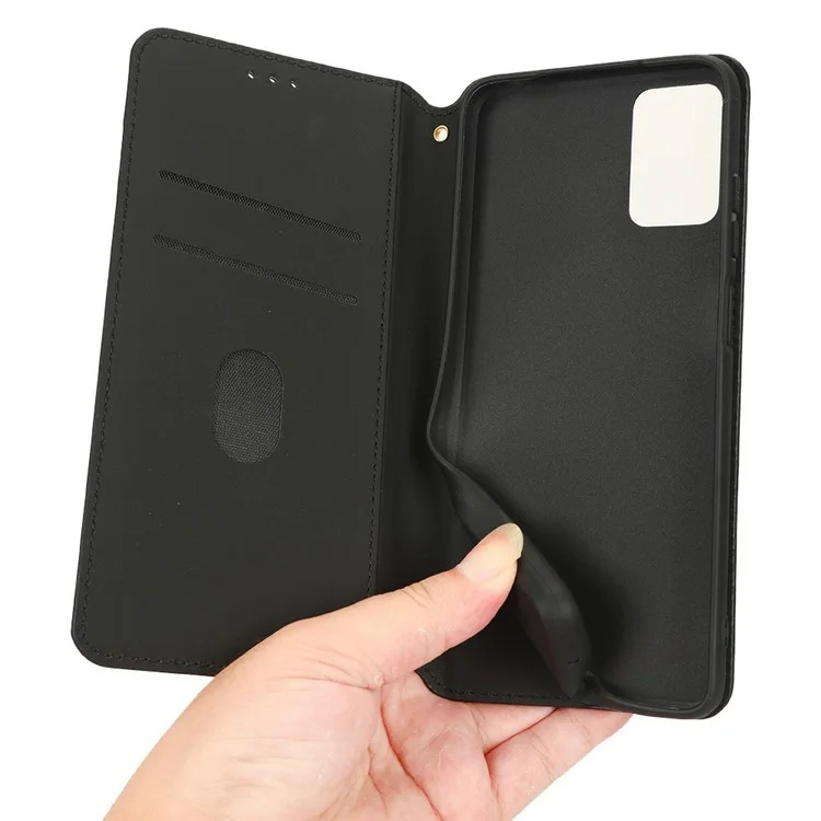 Für Motorola Moto E22 4G / Moto E22i 4G Geprinktes Rhombus -muster Brieftasche Abdeckung PU Leder Magnetic Auto Closing Stand Telefon Hülle - Schwarz