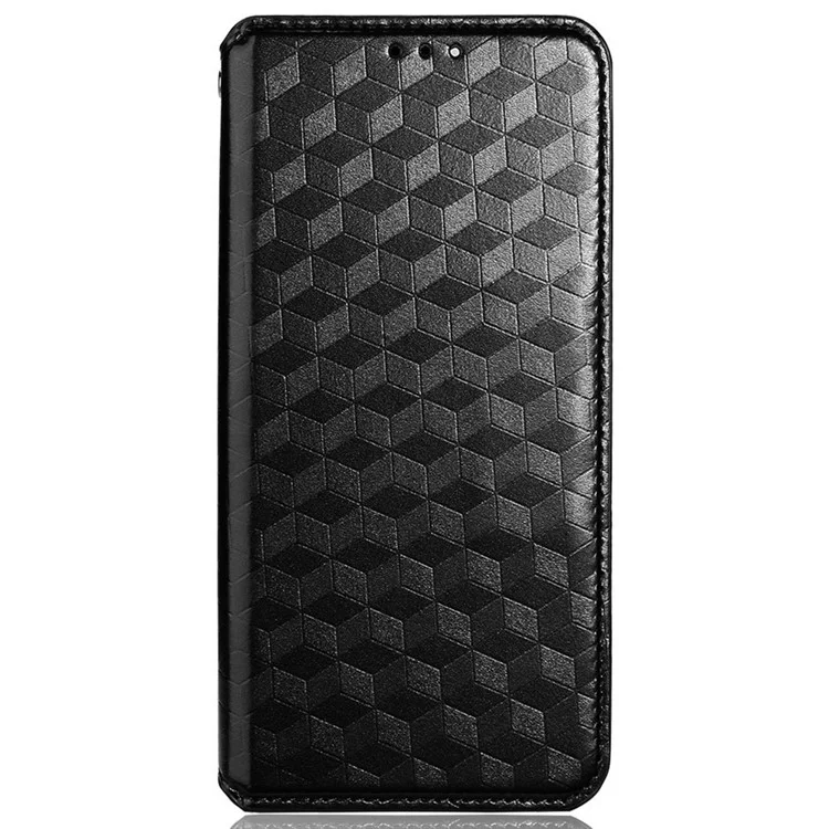 Für Motorola Moto E22 4G / Moto E22i 4G Geprinktes Rhombus -muster Brieftasche Abdeckung PU Leder Magnetic Auto Closing Stand Telefon Hülle - Schwarz