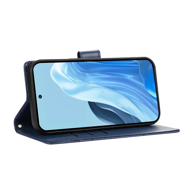 DF-06 Voor Samsung Galaxy S25 Edge Hoesje met Lijnmotief Lederen Portemonnee - Blauw