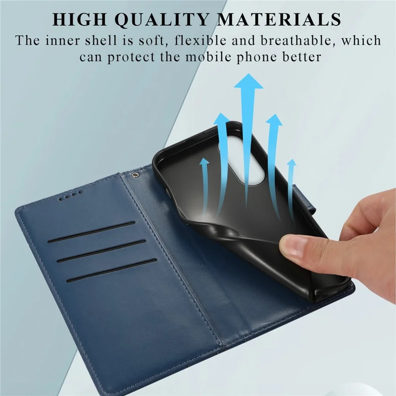 DF-06 Voor Samsung Galaxy S25 Edge Hoesje met Lijnmotief Lederen Portemonnee - Blauw