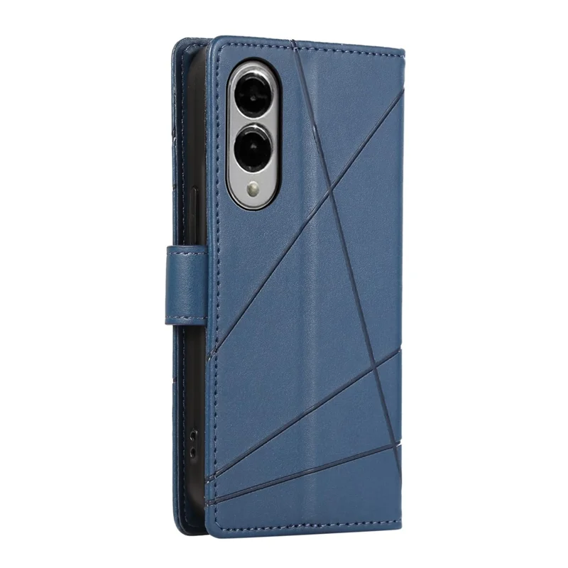 DF-06 Voor Samsung Galaxy S25 Edge Hoesje met Lijnmotief Lederen Portemonnee - Blauw