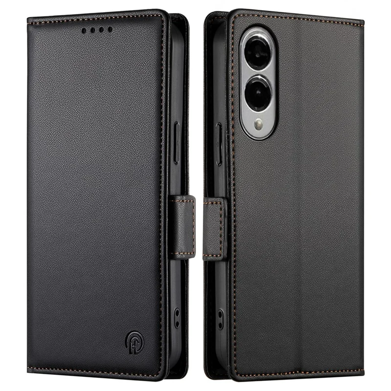 Per Samsung Galaxy S25 Edge Custodia con Supporto in Pelle PU Portafoglio Cover per Telefono - Nero