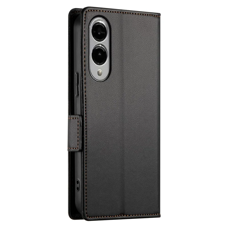 Per Samsung Galaxy S25 Edge Custodia con Supporto in Pelle PU Portafoglio Cover per Telefono - Nero