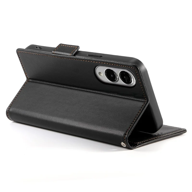 Per Samsung Galaxy S25 Edge Custodia con Supporto in Pelle PU Portafoglio Cover per Telefono - Nero