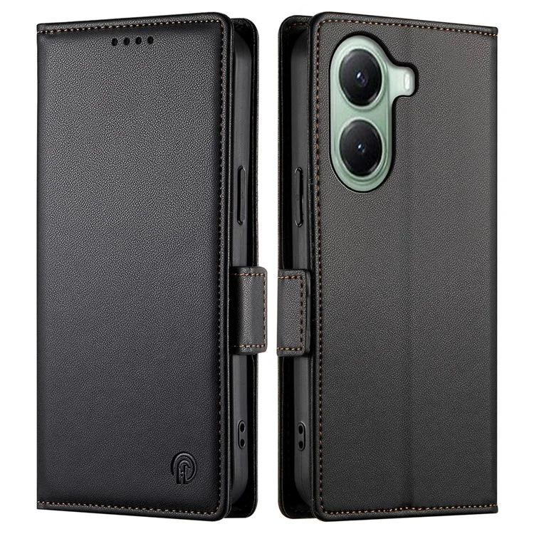Funda tipo cartera de cuero sintético con soporte para Xiaomi Poco X7 Pro 5G / Redmi Turbo 4 5G - Negro