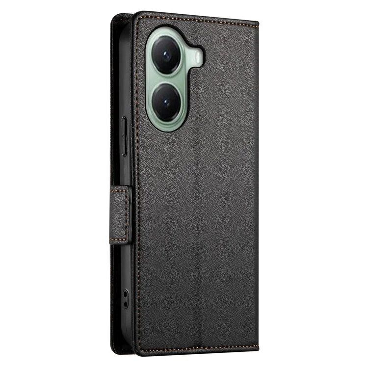 Funda tipo cartera de cuero sintético con soporte para Xiaomi Poco X7 Pro 5G / Redmi Turbo 4 5G - Negro