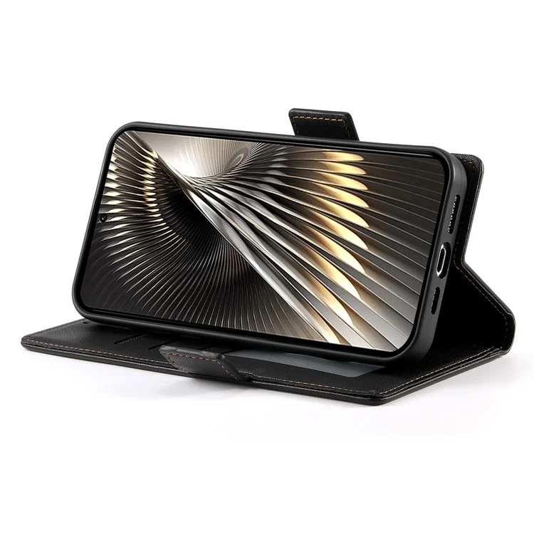 Funda tipo cartera de cuero sintético con soporte para Xiaomi Poco X7 Pro 5G / Redmi Turbo 4 5G - Negro