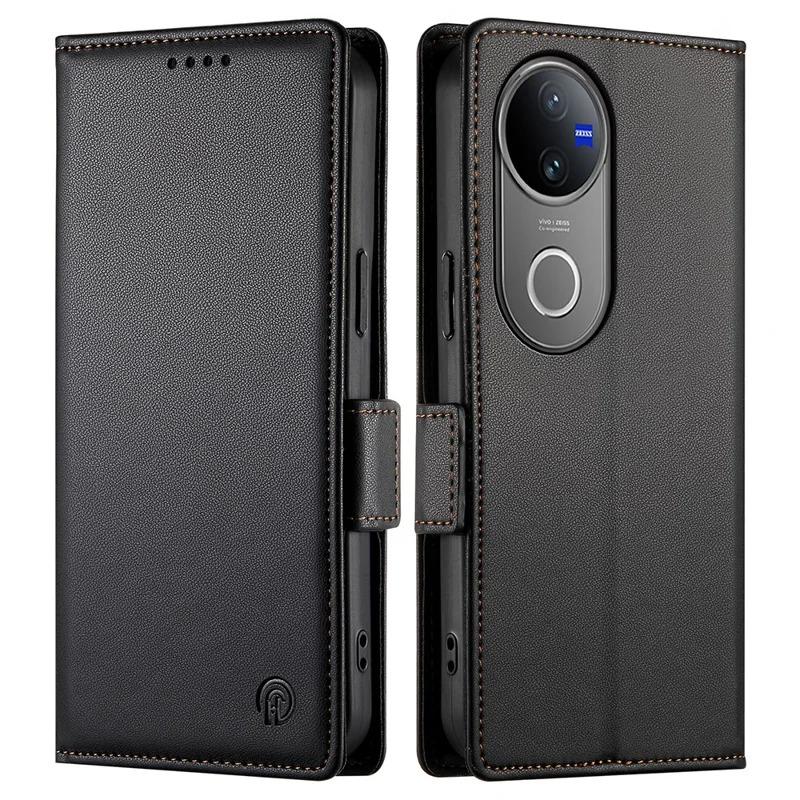 For vivo V50 5G Stand Case PU Leather Wallet Phone Cover - Black