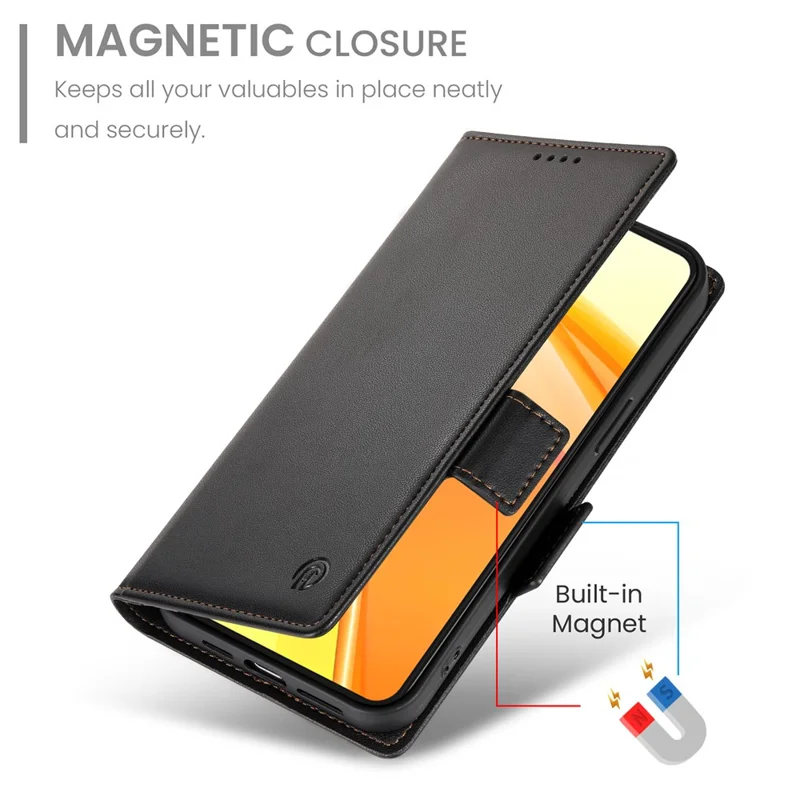 For vivo Y04 4G  /  Y29s 5G Stand Case PU Leather Wallet Phone Cover - Black