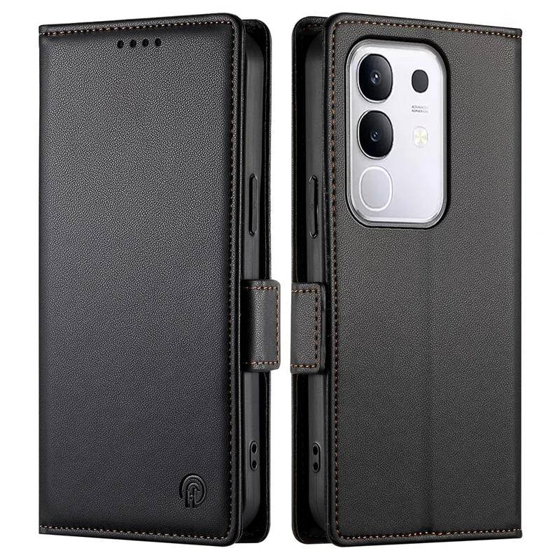For vivo Y29 4G Stand Case PU Leather Wallet Phone Cover - Black