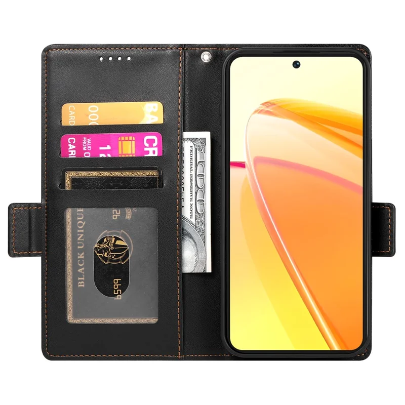 For vivo Y29 4G Stand Case PU Leather Wallet Phone Cover - Black