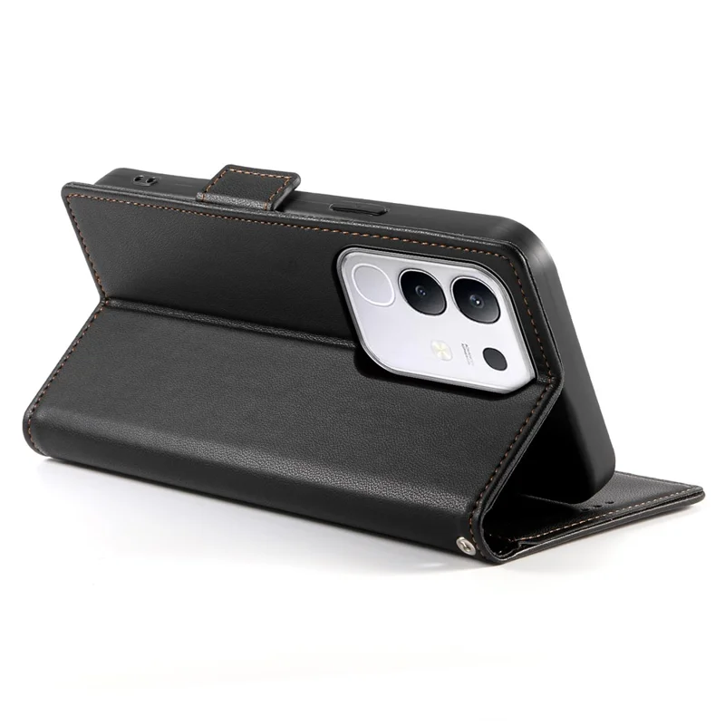 For vivo Y29 4G Stand Case PU Leather Wallet Phone Cover - Black