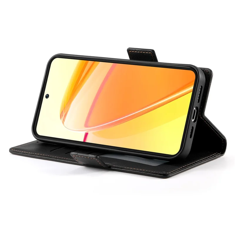 For vivo Y29 4G Stand Case PU Leather Wallet Phone Cover - Black