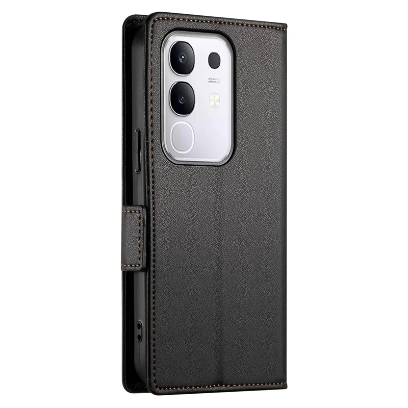 For vivo Y29 4G Stand Case PU Leather Wallet Phone Cover - Black