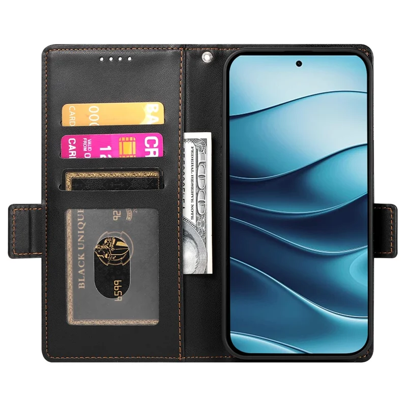 For Xiaomi Redmi Note 14 Pro 4G Stand Case PU Leather Wallet Phone Cover - Black