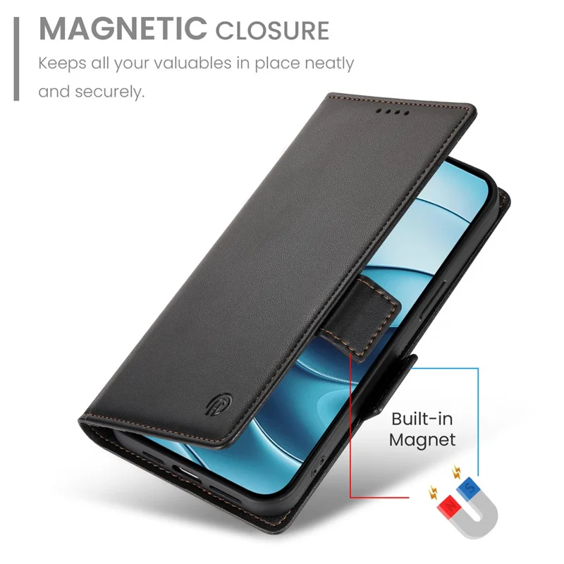 For Xiaomi Redmi Note 14 Pro 4G Stand Case PU Leather Wallet Phone Cover - Black