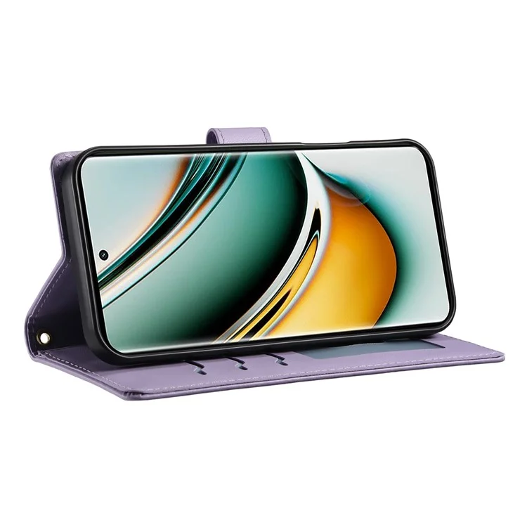 For Oppo Reno13 Pro 5G Case Rhombus Stitching Wallet Stand Leather Phone Cover with Long  /  Short Strap - Purple