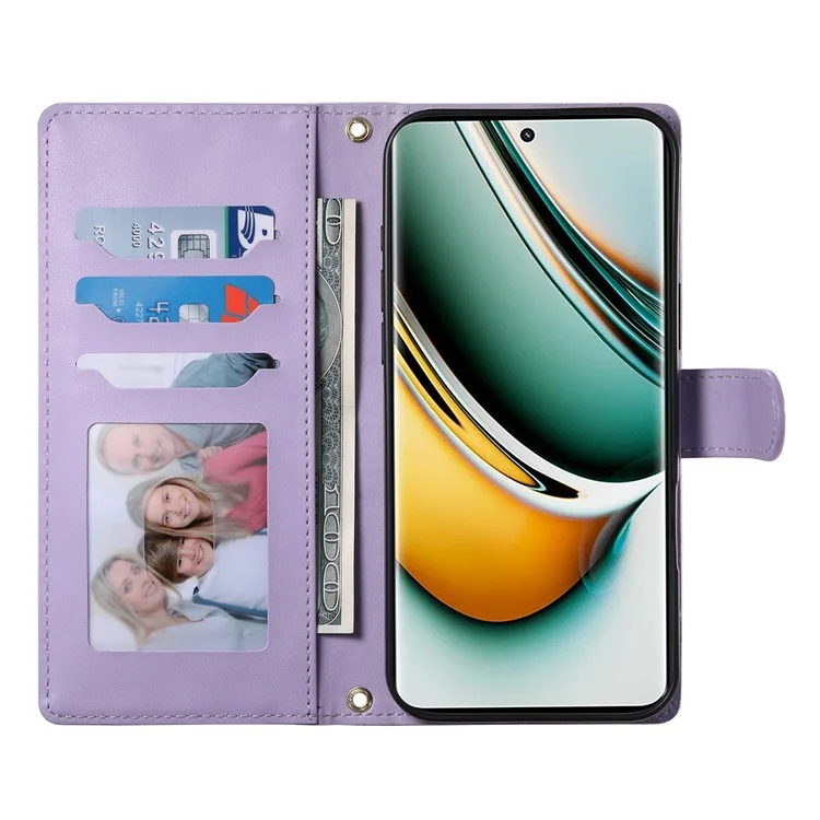 For Oppo Reno13 Pro 5G Case Rhombus Stitching Wallet Stand Leather Phone Cover with Long  /  Short Strap - Purple