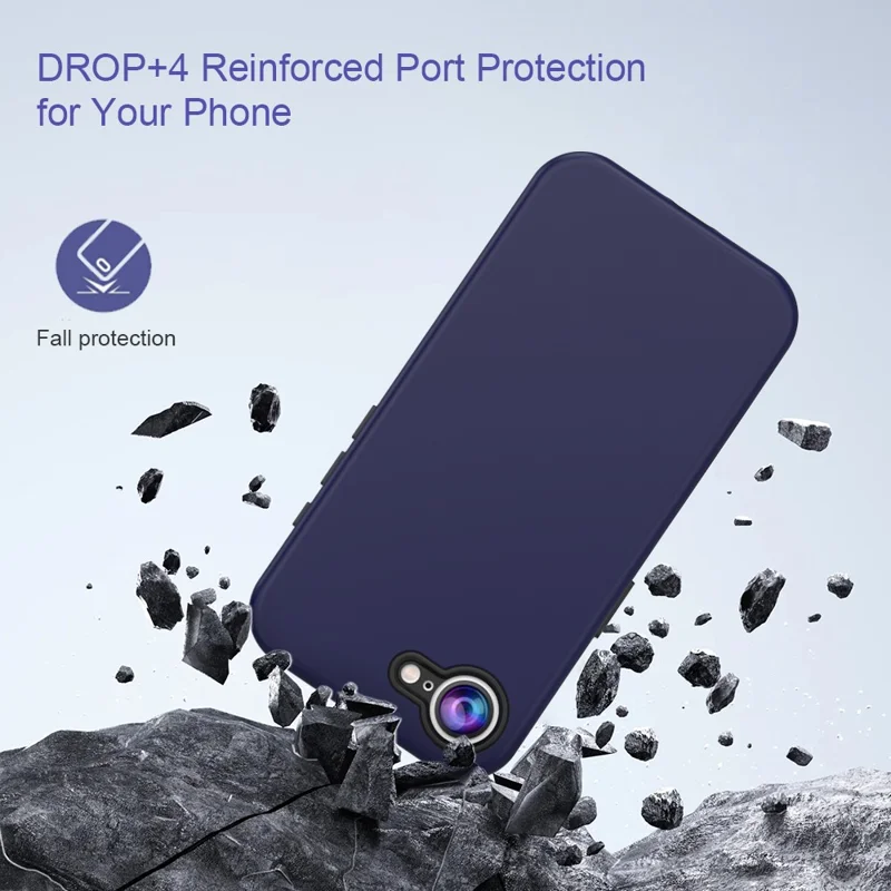 GW03 For iPhone 16e Case TPU + PC Phone Cover Dual Layer Shockproof - Navy Blue