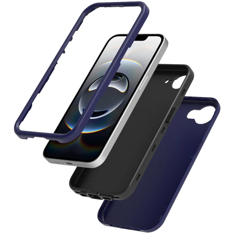 GW03 For iPhone 16e Case TPU + PC Phone Cover Dual Layer Shockproof - Navy Blue