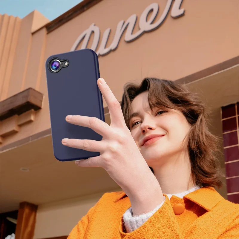 GW03 For iPhone 16e Case TPU + PC Phone Cover Dual Layer Shockproof - Navy Blue