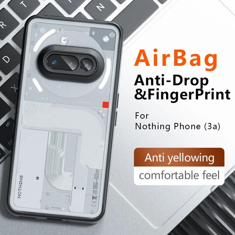 For Nothing Phone (3a) Case Skin-Touch TPU + PC Matte Phone Shell, Transparent Black