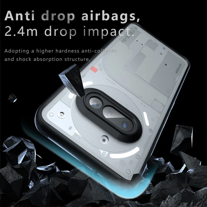 For Nothing Phone (3a) Case Skin-Touch TPU + PC Matte Phone Shell, Transparent Black