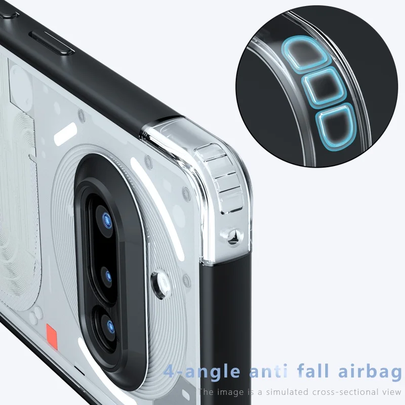 For Nothing Phone (3a) Case Skin-Touch TPU + PC Matte Phone Shell, Transparent Black