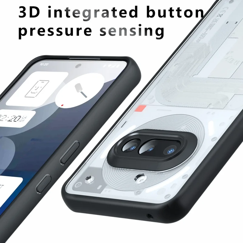 For Nothing Phone (3a) Case Skin-Touch TPU + PC Matte Phone Shell, Transparent Black