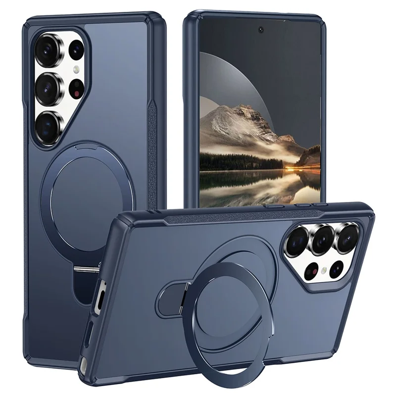 For Samsung Galaxy S25 Ultra Case with Magnetic Kickstand TPU + PC Anti Drop Phone Cover - Sapphire