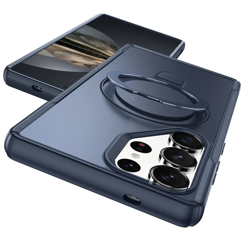 For Samsung Galaxy S25 Ultra Case with Magnetic Kickstand TPU + PC Anti Drop Phone Cover - Sapphire