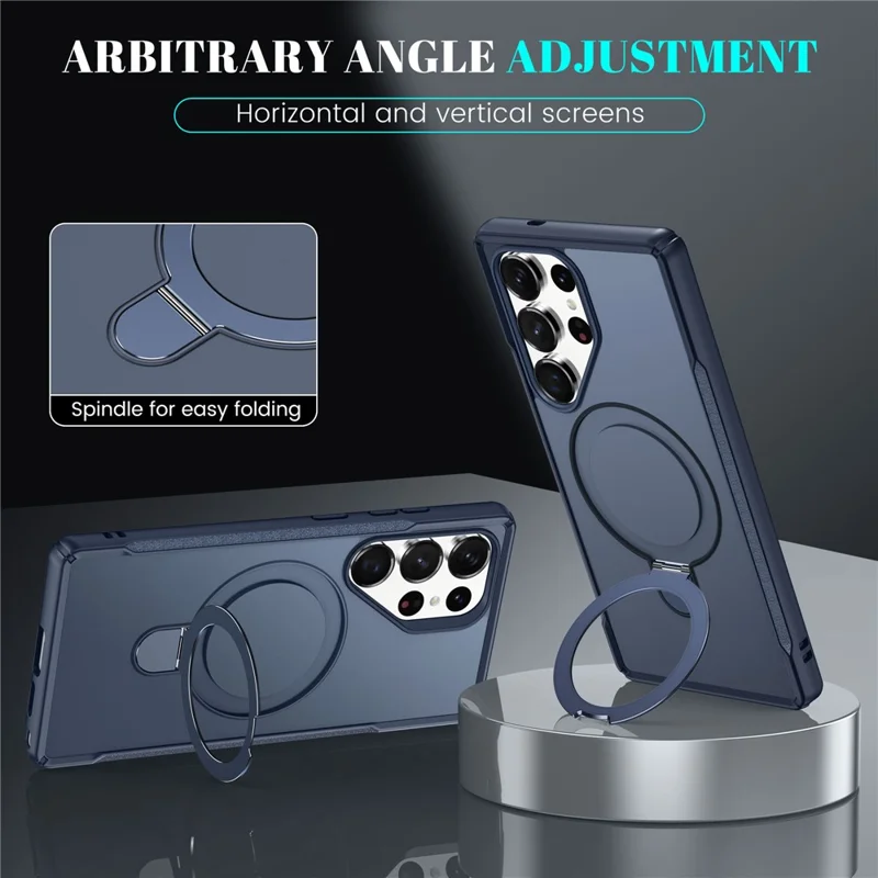 For Samsung Galaxy S25 Ultra Case with Magnetic Kickstand TPU + PC Anti Drop Phone Cover - Sapphire
