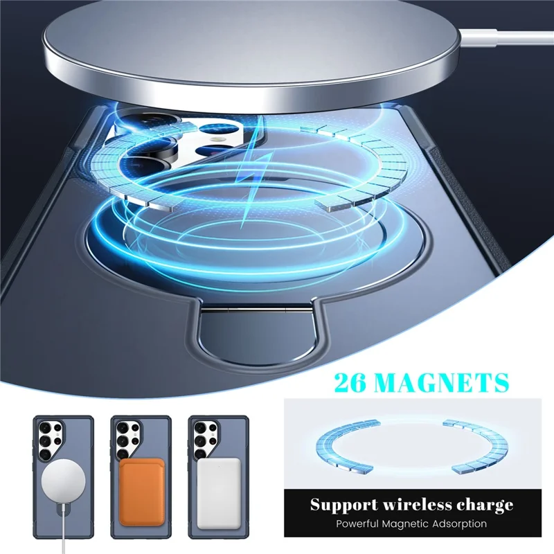 For Samsung Galaxy S25 Ultra Case with Magnetic Kickstand TPU + PC Anti Drop Phone Cover - Sapphire