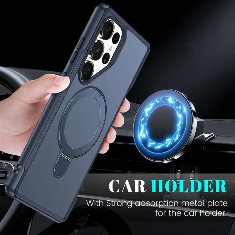 For Samsung Galaxy S25 Ultra Case with Magnetic Kickstand TPU + PC Anti Drop Phone Cover - Sapphire