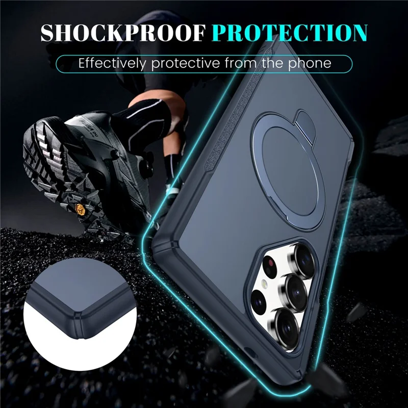 For Samsung Galaxy S25 Ultra Case with Magnetic Kickstand TPU + PC Anti Drop Phone Cover - Sapphire