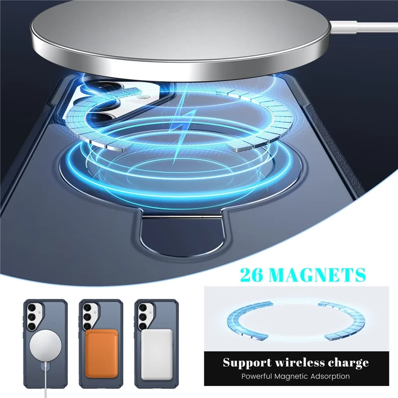 For Samsung Galaxy S25 / S24 Case with Magnetic Kickstand TPU + PC Anti Drop Phone Cover - Sapphire