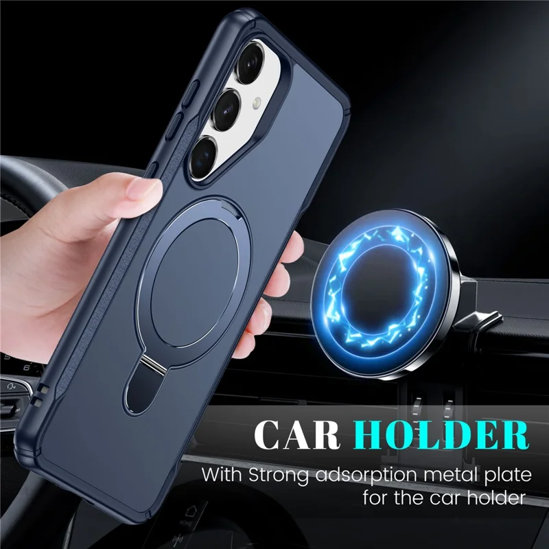 For Samsung Galaxy S25 / S24 Case with Magnetic Kickstand TPU + PC Anti Drop Phone Cover - Sapphire