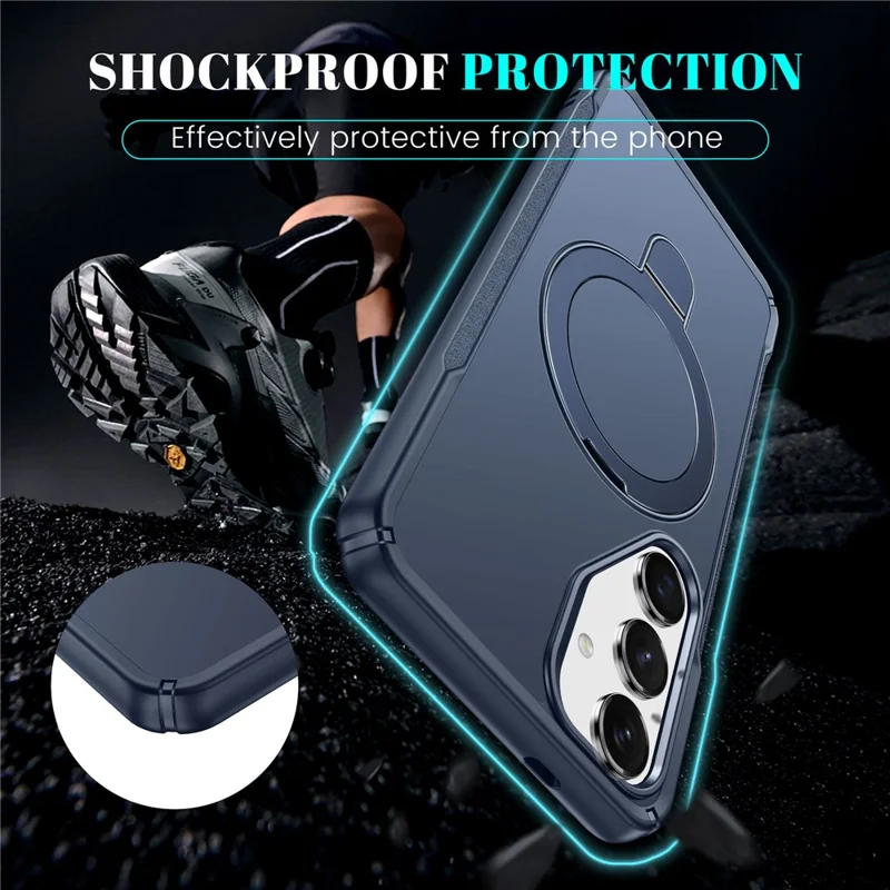 For Samsung Galaxy S25 / S24 Case with Magnetic Kickstand TPU + PC Anti Drop Phone Cover - Sapphire