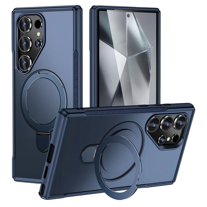 For Samsung Galaxy S24 Ultra Case with Magnetic Kickstand TPU + PC Anti Drop Phone Cover - Sapphire