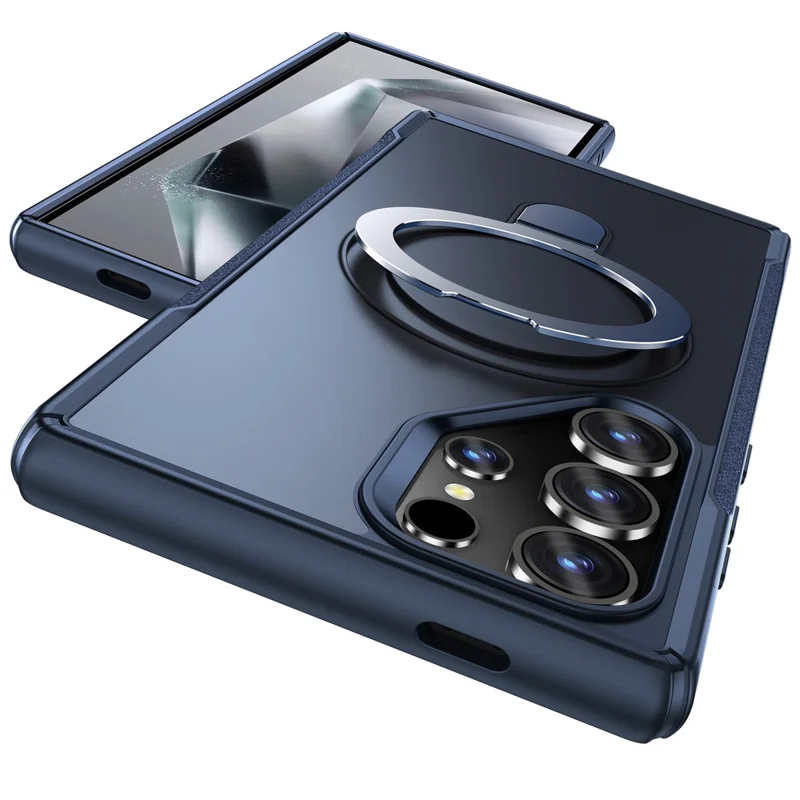 For Samsung Galaxy S24 Ultra Case with Magnetic Kickstand TPU + PC Anti Drop Phone Cover - Sapphire