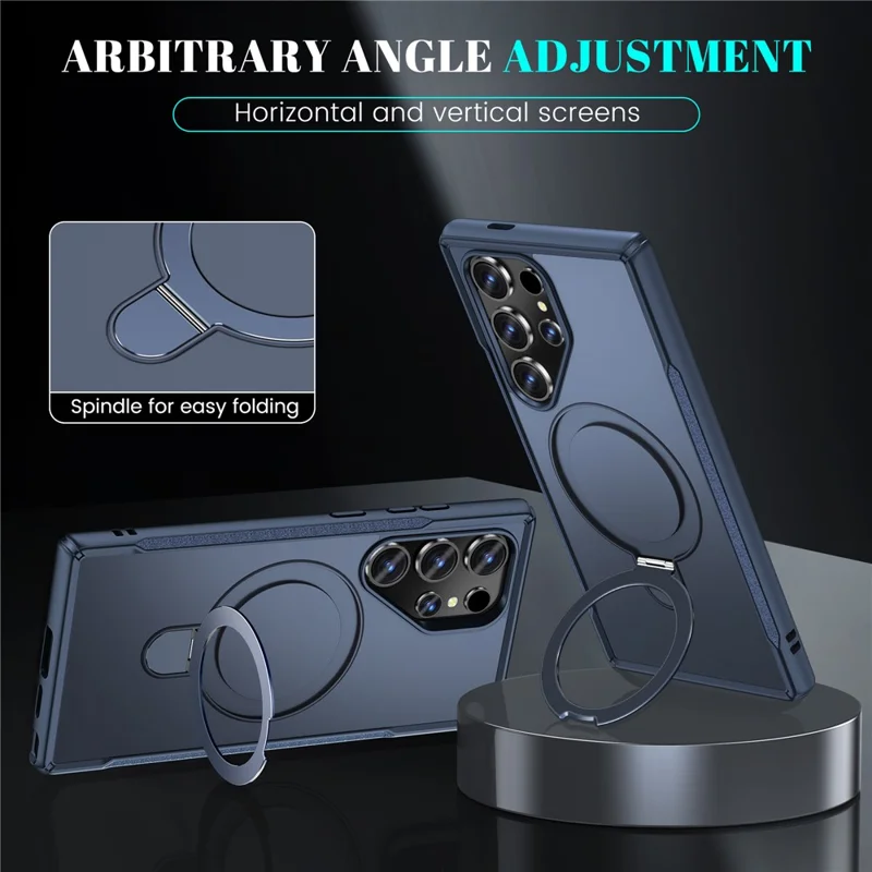 For Samsung Galaxy S24 Ultra Case with Magnetic Kickstand TPU + PC Anti Drop Phone Cover - Sapphire