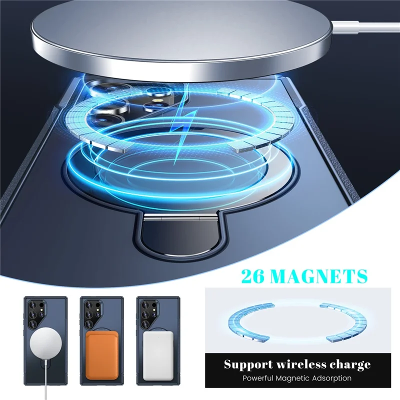 For Samsung Galaxy S24 Ultra Case with Magnetic Kickstand TPU + PC Anti Drop Phone Cover - Sapphire