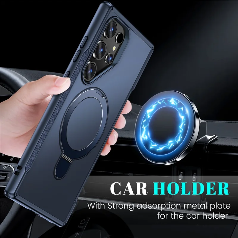 For Samsung Galaxy S24 Ultra Case with Magnetic Kickstand TPU + PC Anti Drop Phone Cover - Sapphire